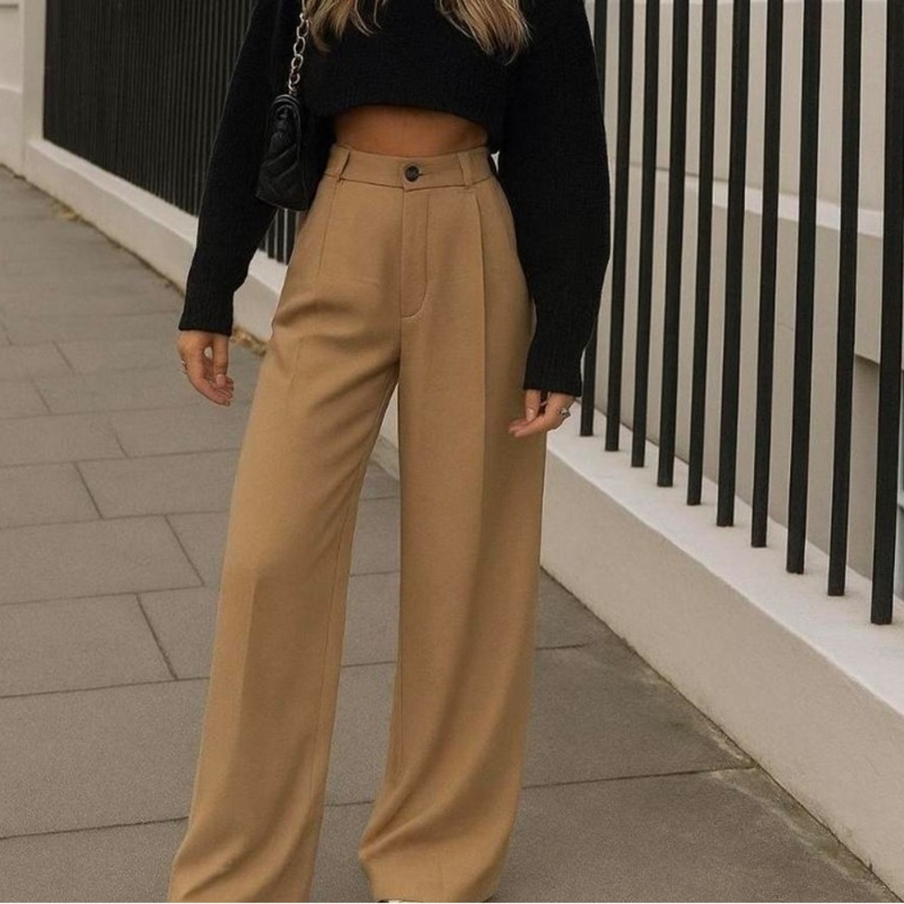 Zara Camel / Tan LIKE NEW Trouser Pants Straight Leg